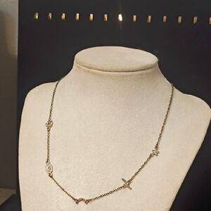 Gold Necklace with Multicolor Accents